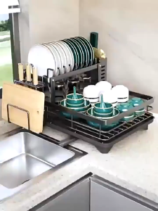 【COD】1/2Layers Dish Rack With Plate Drainer Bowl Rack Chopstick Holder Organizer Shelf For Kitchen Dining Room