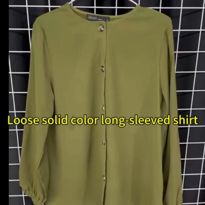 Women Long Sleeve Blouse Muslim Casual Office Wear O-Neck Abaya Kaftan Baju Perempuan 女生衬衫