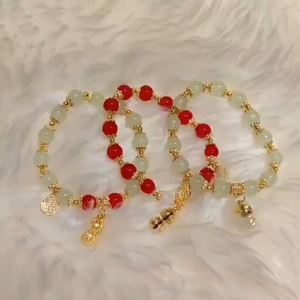 Gelang Tangan Wanita Giok Manik-manik Kacang Jade Bead Peanut Bracelet