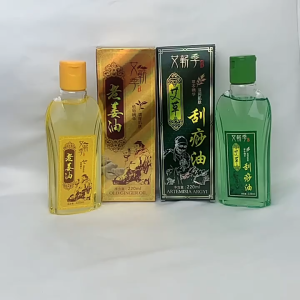 220ML Scraping Body Massage Essential Herbal Oil Relaxing Minyak Urut Artemisia Argyi Old Ginger Moxibustion Massage Essential Oil Skin Nourishing Wormwood Aged Ginger Oil for Spa Beauty