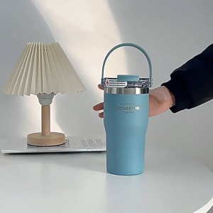 กระบอกน้ำเก็บความเย็น แก้วเยติ แก้วน้ำแบบมีหูจับ 40oz. เก็บความเย็น-ร้อน พกพาสะดวก, ฝาสไลด์