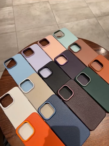 Luxury Premium Leather Texture PC Phone Case for Iphone 12 13 14 15 Pro Max Metal Lens Protector Hard Case Shockproof Back Cover