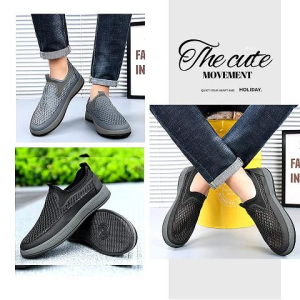 LHSunshine สินค้าแนะนำ รองเท้าผ้าใบผู้ชาย ดีไซน์เก๋ ไม่ซ้ำ แบบสวม ไม่มีเชือก เนื้อผ้าลายฉลุทั้งคู่ ระบายอากาศได้ดีสุดๆ มีให้เลือก 2 สี ดำ เทา ใส่ได้กับทุกลุค จัดเลยยย