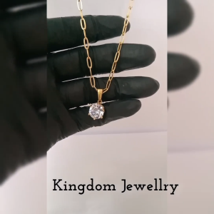 Kingdom Jewelry: Kalung Titanium Gold Wanita Type Paperclip Plus Liontin Permata Segi 6 Cocok Dipakai Kemana Saja