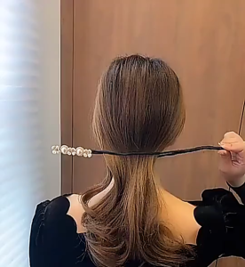 Sanggul Rambut iKat Jepit Modern Simple Wanita Korea Motif Mutiara Diamond Elegant