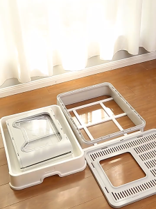 Nhà vệ sinh 2 cửa chữ nhật Kitty khay chậu cát vệ sinh cho mèo size lớn nhựa cao cấp tặng xẻng xúc cát - GiGi Pet Shop