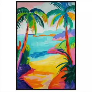 Tranh trừu tượng phong cảnh đơn giảntranh treo tường dán tường nghệ thuật biển đảo pop art decor quán cafe .CGI-585