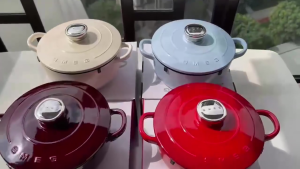 SG 🔥[READY STOCK] Original Smeg Pot Enamel Pot 24CM Smeg Cast Iron Pot Soup Pot Non stick Pot Stew Pot