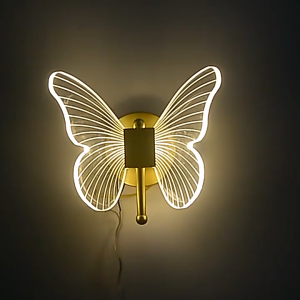 Butterfly Bedside Wall Light LED Dimmable Sconce Living Room Bedroom Hallway Crystal Lamp Villa Hotel Fixtures