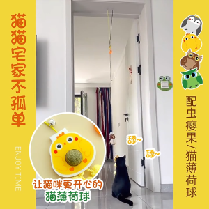【Meoof】 Cat Teaser Toys Elastic Door Haning Cat Teaser Catnip Cat Interactive Toys 猫玩具挂门自嗨毛毡荡秋千弹力绳羽毛悬挂逗猫棒