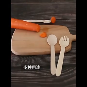 100pcs/pack Wooden Spoon Fork Disposable Utensils Dessert Spoon Dessert Fork Serving Utensils 14cm