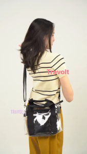 Tas Selempang Transparan Resleting - Travolt - Sling bag pouch - Tas PVC Mika Putih tebal - Tas Konser KPOP - Hand bag Tas Selempang - Kantong Gyeong