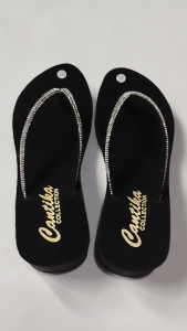 Sandal Wedges Wanita Kekinian Jepit Blink Kristal 5 cm