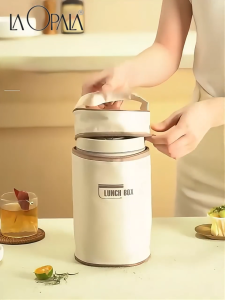 LA OPALA 304 Stainless Steel Insulated Lunch Box Portable Bento Box Thermal Lunch Box for Adult with Bag