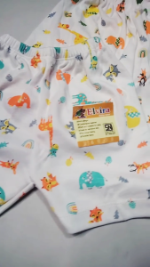 Elvira 3 pcs celana pendek segi empat anak bayi baby newborn warna dasar putih motif bayi 0-4 bulan