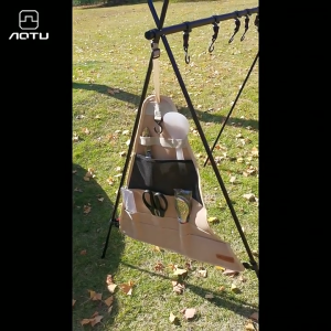 Hewolf Portable Triangular Hanging Cookware Organizer with Oxford Cloth and Hook Design for Camping & Hiking