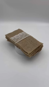 10pcs Tatakan Sendok Garpu Burlap Lace Rustic Goni Gelas Wedding Taplak Meja Cutlery Holde