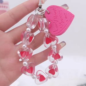 💕 Store opening 💕 Crystal Love Heart Lanyard Anti-Lost Bracelet For Mobile Phone Case Wrist Strap Car Keychain Cute Phone Charm