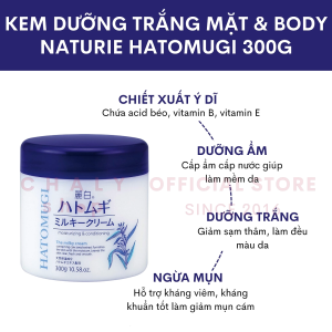 Kem dưỡng trắng da ý dĩ Hatomugi Moisturizing & Conditioning The Milky 300g Nhật Bản