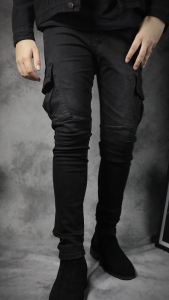 Weird Jeans - Cargo Milano Black - Celana Jeans Cargo Denim Panjang Pria Skinny Fit Hitam Pekat