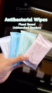 ❤️Cloversoft Antibacterial Wet Wipes Organic Bamboo Petite Wet Wipes Tissues [1box - 20 packets x 8 Sheets]