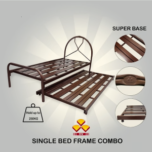 EE HOME 3V Single Size Metal Super Base Bed Frame With Pull Out Bed Katil Single Besi Katil Pull Out - OL900SBN & SB900ASBN