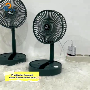 Kipas Angin Lipat Protabel Tenaga USB & Baterai Cas / Kipas Angin Protabell Model Meja Putar 180°