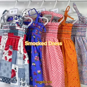 BigboxPH Kids Fashion Smocked Dress with Adjustable Shoulder Strap for Girls 0-5 Years Old