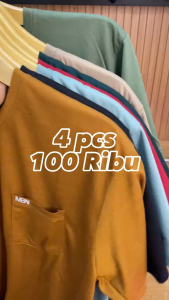 PAKET HEMAT 4 Pcs 100 Ribu Kaos Pocket Saku / Kaos Usinex / Kaos Oblong / Kaos Polos saku depan