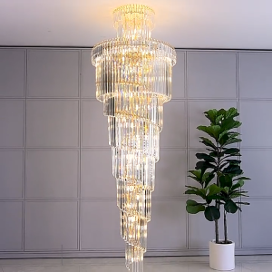 【10 Year Warranty】Stair Long Chandelier Lighting Crystal Lights for Living Dining Room Ceiling Lamp Restaurant Shop Hotel Decorative Lights
