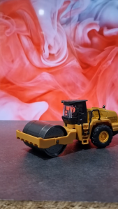 Diecast Miniatur Mainan Mobil Alat Berat Roller Tandem Aspal Metal Inersia