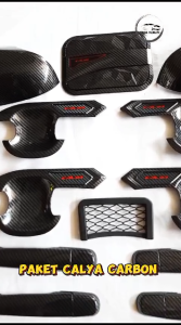 Paket Outer Cover Door Handle Pegangan Pintu Cover Spion Tank Cover Calya 2016 - 2023 Glossy Carbon