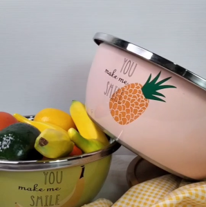 กะละมังเกาหลี กะละมังสแตนเลส กะละมังเกาหลีเคลือบ กะละมังลายน่ารัก กะละมังทรงเกาหลี 24 ซม. 26ซม. 28ซม.