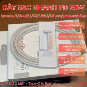 [FULLBOX] Dây sạc nhanh điện thoại cho dòng 8/X/11/12/13/14/máy tính bảng - Dây Dù 1 mét - A06 – Bảo Hành 6 Tháng