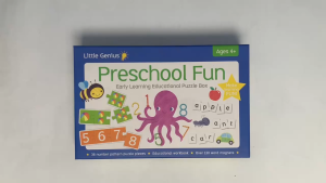 Preschool Fun Book Box with Magnets Puzzles & Workbook for Kids to Learn Words & Numbers