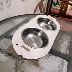 Pet Bowl Double Bowl Dog Cat Food Water Feeder Stainless Single Double Bowl Cat Bowl Dog Bowl with Wood Stand