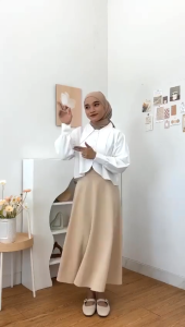 Lyra Blouse Crop Top Polo Linen Otdd Korean Style Lengan Balon
