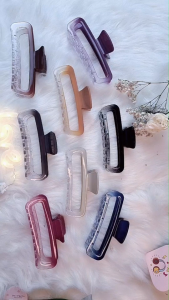 Gắp tóc chữ nhật lớn 13 cm thạch trong loang màu xịn sò kẹp càng cua Hàn Quốc cào tóc xinh đẹp - thương hiệu Vợ Chồng Tôi