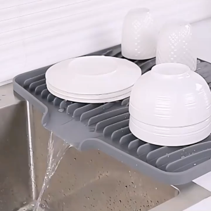 แผ่นรองจาน แผ่นซิลิโคนรองน้ำ กันลื่นสําหรับห้องครัว เหมาะสำหรับอ่างล้างจาน