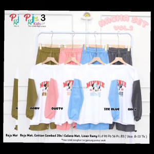 COD Setelan Atasan Kaos Motif Kartun Dan Celana Panjang Polos Anak Perempuan 8-13T Nachaa Vol2 Set