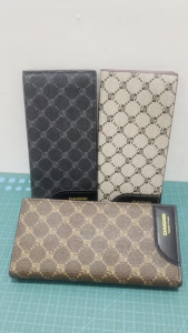 Daiqisi Dompet Panjang Tiga Lipat 3228-3 Bahan Kulit PU Tebal Pria Wanita Long Wallet