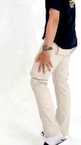 BAPIN Celana Panjang Pria Long Cargo Pants Cream