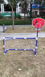 2 in 1 Goal Pool with Basketball Hoop Set for Kids Outdoor Sports Basketball Stand Soccer Goal