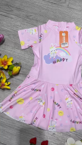 Đồ bơi bé gái liền thân 1 mảnh quần đùi váy họa tiết đáng yêu đủ size từ 18kg đến 38kg BINSPORTS BB095