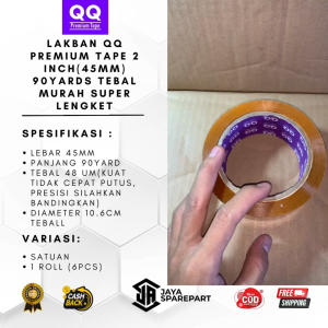 Lakban Packing QQ Premium Tape 2 inch(45mm) 90 Yards Tebal Murah Super Lengket
