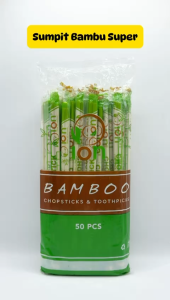 Sumpit Bambu Bulat Isi 50 Pasang OPP ION + Tusuk Gigi / Sumpit Steril Termurah - GROSIR