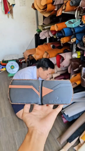 Ví da thật may thủ công thương hiệu Longdo Leather - B14
