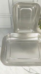 TERMURAH Saringan Buah Sayur Keranjang Stainless Tirisan Lubang Kecil Persegi Panjang
