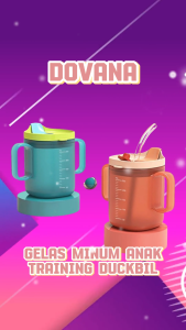 Gelas Training  Minum Anak 2in1 Duckbill Straw Cup Drinking Glass Kids Cup Cangkir Sedotan Dovana