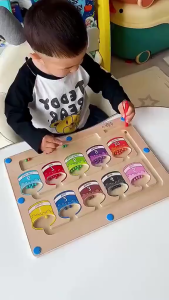 Mainan Edukasi Anak Color Classification Maze Mensortir Pemisah Warna Berhitung Magnet Kayu